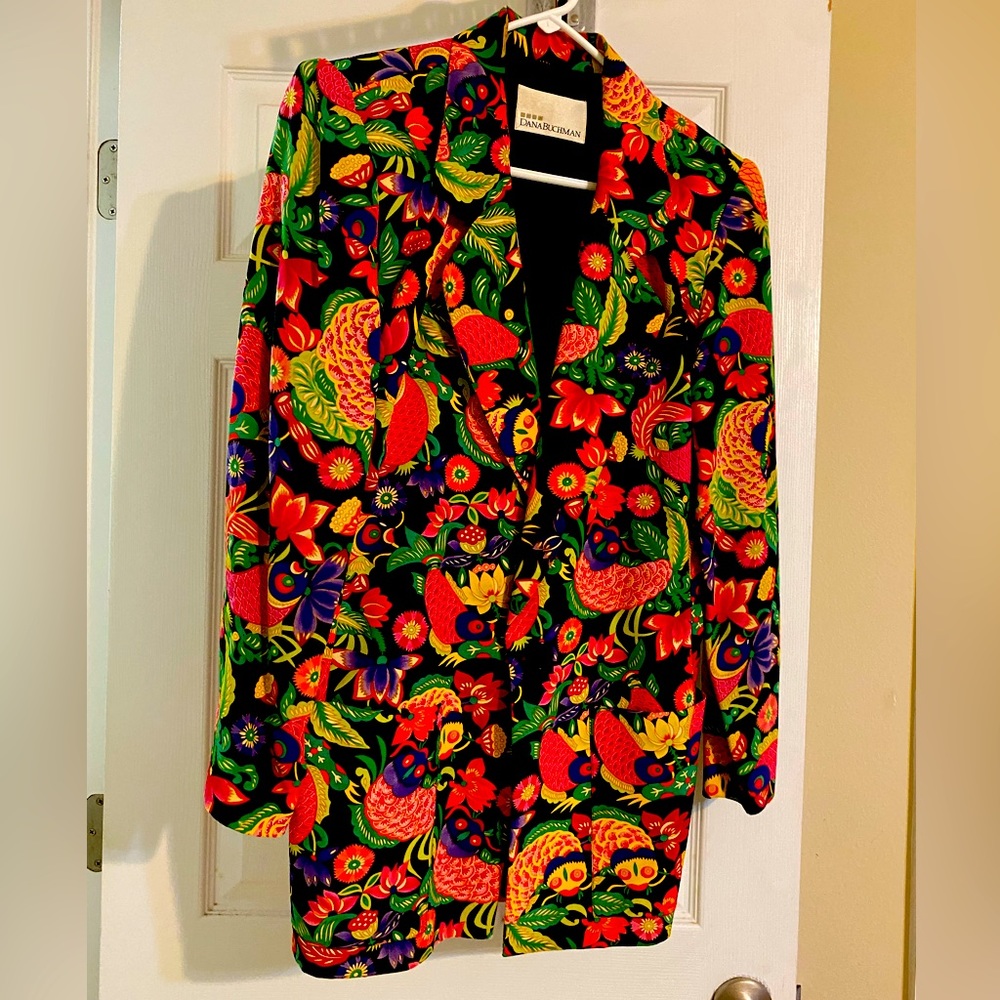 Ladies dressy top office suit floral jacket